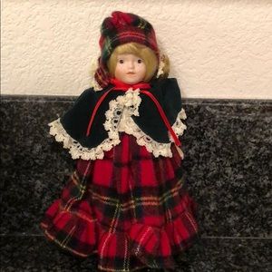 Beautiful vintage doll Christmas outfit porcelain